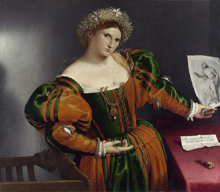 Lorenzo Lotto Portrait of a Lady as Lucretia (mk08) Norge oil painting art